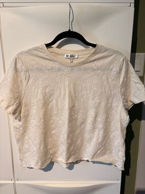 Reitmans Cream Embroidered Crop Tee